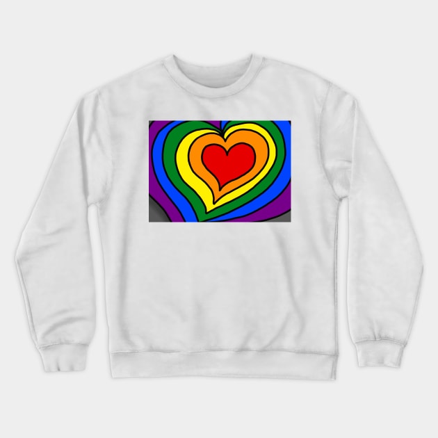 Gay Pride Rainbow LGBTQ Hearts Crewneck Sweatshirt by Nalidsa